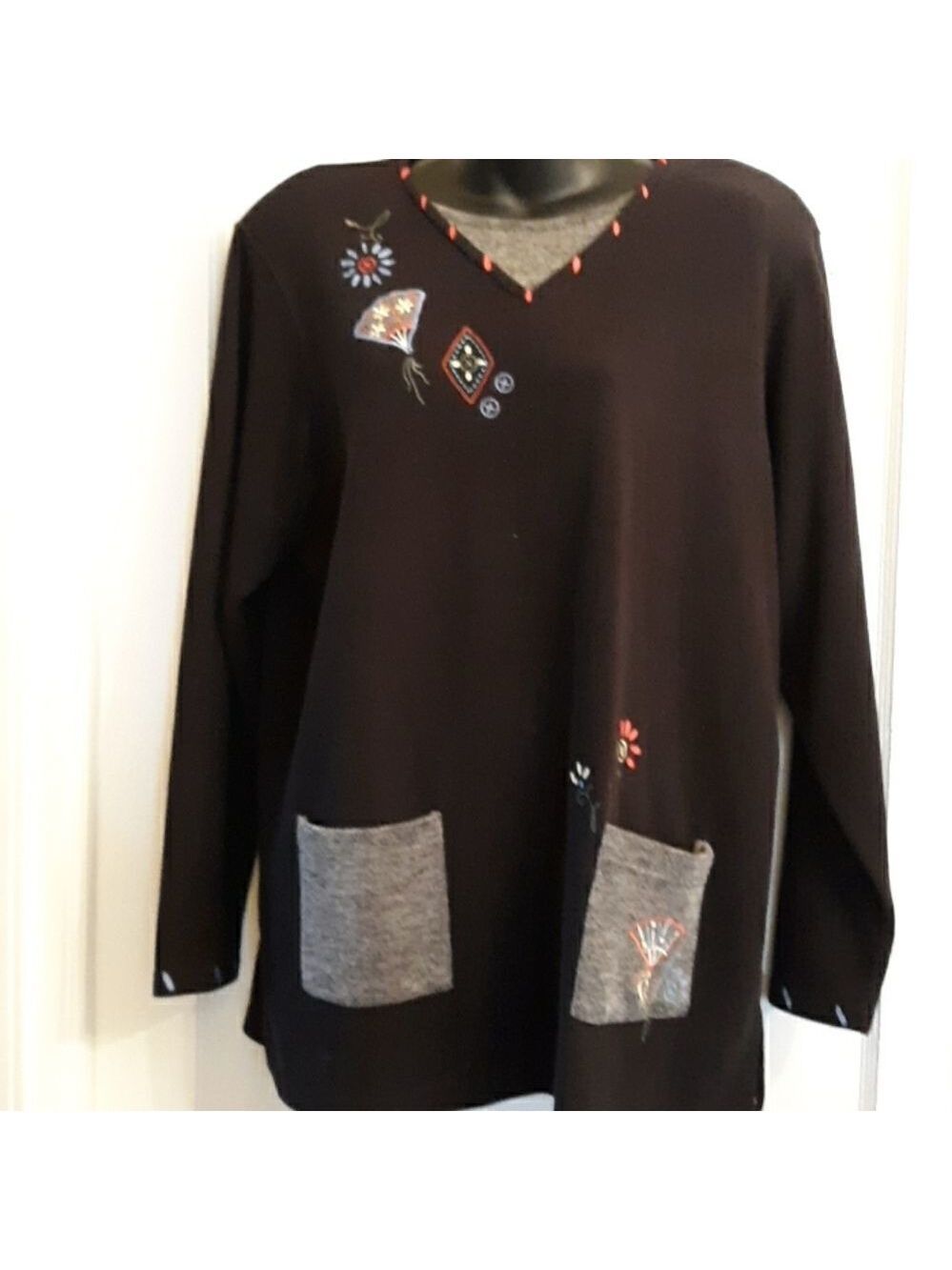 Napa Valley Black embroidered ribbed tunic top